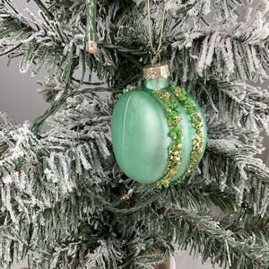 Christmas Tree Ornament-Glittery Mint Green Macaron Christmas ornament